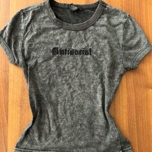 Rue21 Gray Antisocial Short Sleeve Tee